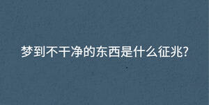 夢(mèng)到不干凈的東西是什么征兆?