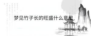 夢(mèng)見(jiàn)竹子長(zhǎng)的旺盛什么意思