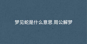 夢見蛇是什么意思 周公解夢