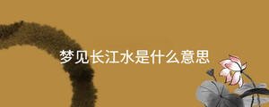 夢見長江水是什么意思
