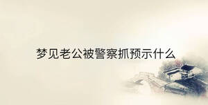 夢見老公被警察抓預(yù)示什么